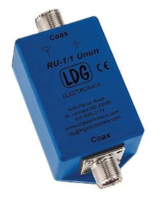 Blue LDG RU-1:1 unun with SO-239 coax connectors